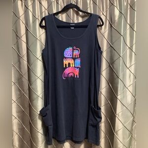 EUC- Vintage Laurel Burch Tank Mini Dress / Swim Cover